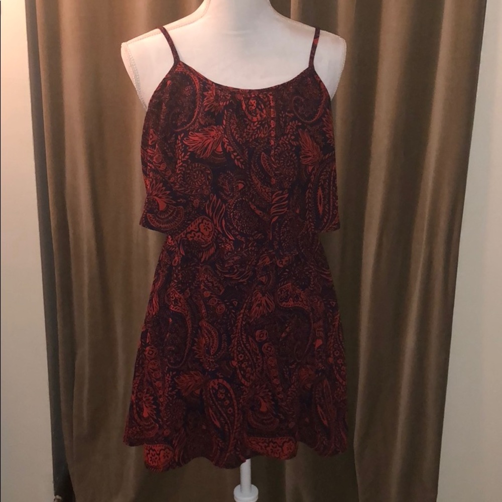 Red and blue paisley dress